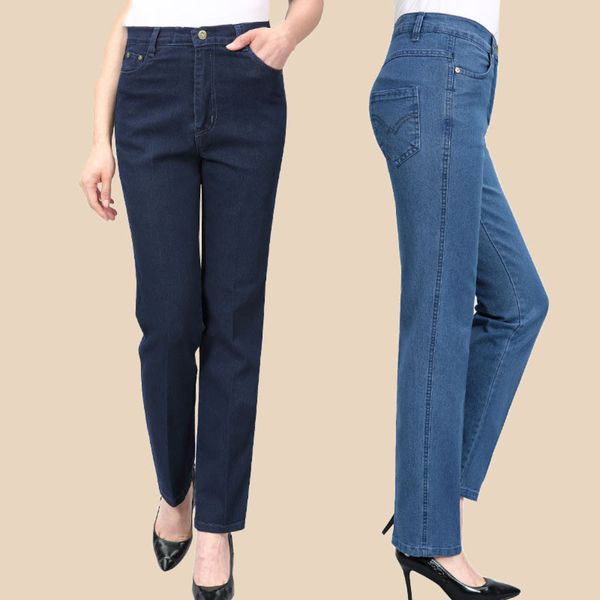middle and thin high waist loose pants spring autumn large fat enlarged, Blue
