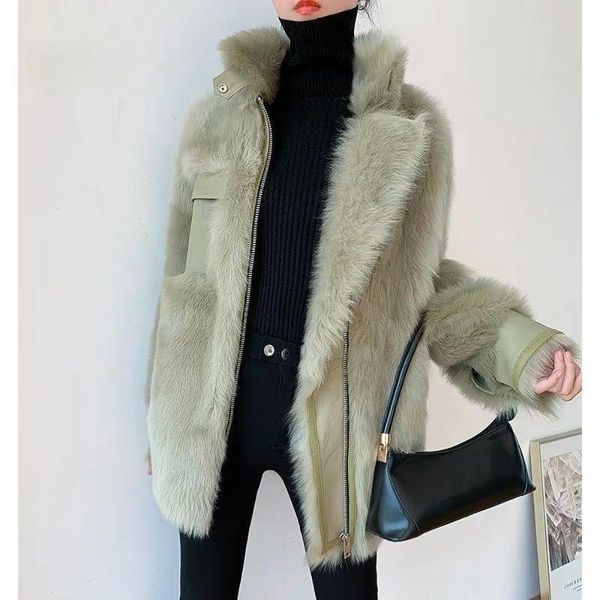 women's leather & faux 2021 female autumn double-faced fur wool coats ladies thick warm winter coat women mid-length sheep shearing out, Black
women's leather & faux 2021 female autumn double-faced fur wool coats ladies thick warm winter coat women mid-length sheep shearing out, Black