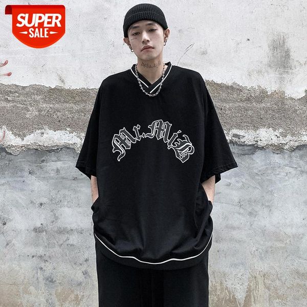 summer american retro short-sleeved t-shirt men and women high street v-neck letter oversize sports leisure baseball tide #4i29, White;black
summer american retro short-sleeved t-shirt men and women high street v-neck letter oversize sports leisure baseball tide #4i29, White;black