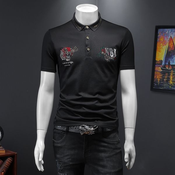 2022 summer new mens mercerized pearl cotton drill polo shirt casual halfsleeve printed tshirt with lapel, White;black
2022 summer new mens mercerized pearl cotton drill polo shirt casual halfsleeve printed tshirt with lapel, White;black
