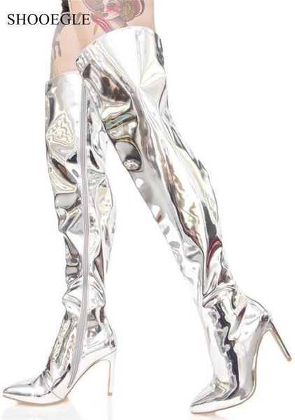 boots runway night club party shoes woman mirror bright leather over the knee pointed toe thin high heels long boats mujer, Black
boots runway night club party shoes woman mirror bright leather over the knee pointed toe thin high heels long boats mujer, Black