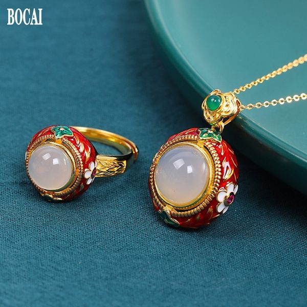 2021 new ethnic style necklace+ earring real s925 sier jewelry set burnt blue enamel women's red corundum pendant 37l9, Silver
2021 new ethnic style necklace+ earring real s925 sier jewelry set burnt blue enamel women's red corundum pendant 37l9, Silver