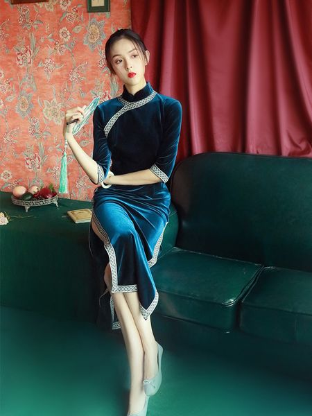 dressed in cheongsam girl long velvet chinese style elegant young woman graceful overalls autumn and winter feminine fairy fashions 3isq, Black;gray
dressed in cheongsam girl long velvet chinese style elegant young woman graceful overalls autumn and winter feminine fairy fashions 3isq, Black;gray