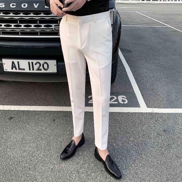 korean spring men's solid color suit pants drape slim fit casual trousers trend ankle length business dress pants costume homme 210527, White;black
korean spring men's solid color suit pants drape slim fit casual trousers trend ankle length business dress pants costume homme 210527, White;black