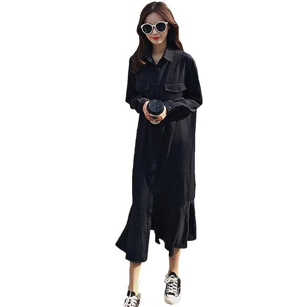 simple spring autumn long shirt breasted women single casual dress pliantly dressed d206 6h8f, Black;gray
simple spring autumn long shirt breasted women single casual dress pliantly dressed d206 6h8f, Black;gray