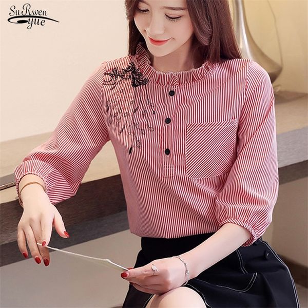 blusas mujer women blouses embroidered striped shirts 3/4 sleeves chiffon shirts pocket button womens clothing 8148 50 210225, White
blusas mujer women blouses embroidered striped shirts 3/4 sleeves chiffon shirts pocket button womens clothing 8148 50 210225, White