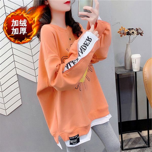 color matching zipper fake two-piece sweater women's 2021 autumn winter new korean loose fashion large foreign style plush top, Blue;black
color matching zipper fake two-piece sweater women's 2021 autumn winter new korean loose fashion large foreign style plush top, Blue;black