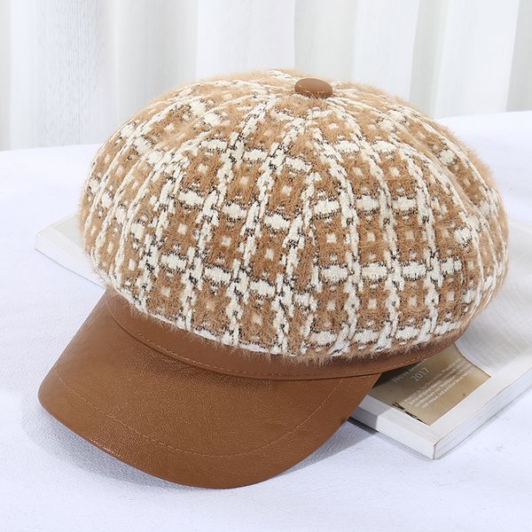 woolen octagonal female autumn and winter fashion checkered beret net red with leather eaves splicing duck tongue hat ins, Yellow
woolen octagonal female autumn and winter fashion checkered beret net red with leather eaves splicing duck tongue hat ins, Yellow