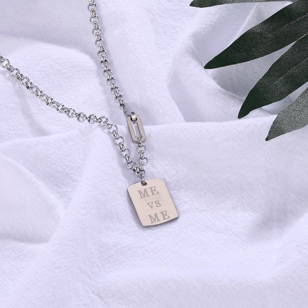 pendant necklaces simple letter small crowd choker clavicle chain square brand titanium steel necklace korean version, Silver
pendant necklaces simple letter small crowd choker clavicle chain square brand titanium steel necklace korean version, Silver