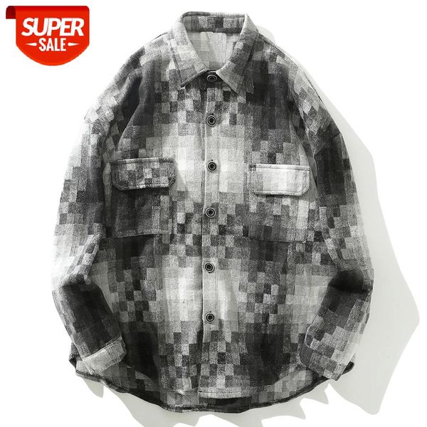 Plaid Mosaic Long Sleeve Shirts Men Hip Hop Streetwear Snap Button Shirt Autumn Cotton Loose Tops Harajuku Casual Knitted Shirt #Mg03, White;black
Plaid Mosaic Long Sleeve Shirts Men Hip Hop Streetwear Snap Button Shirt Autumn Cotton Loose Tops Harajuku Casual Knitted Shirt #Mg03, White;black