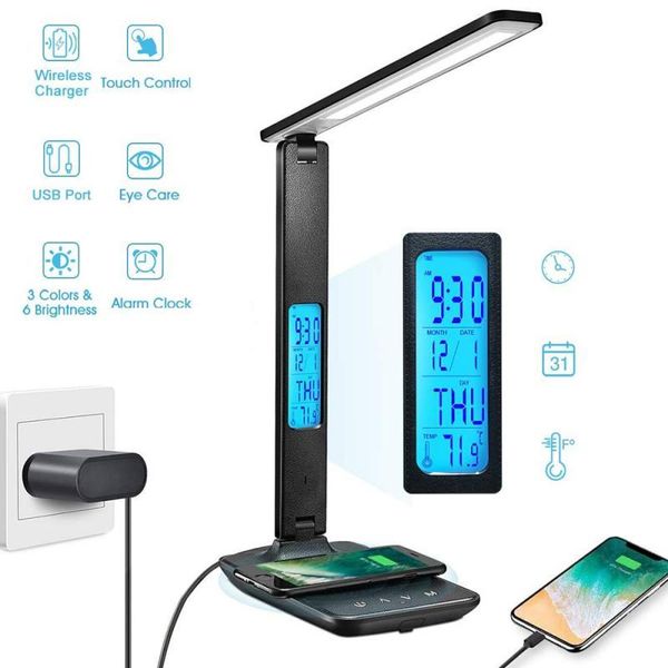 table lamps 10w led desk lamp with phone qi wireless charger usb charging port dimmable eye-caring office temperature alarm clock
table lamps 10w led desk lamp with phone qi wireless charger usb charging port dimmable eye-caring office temperature alarm clock