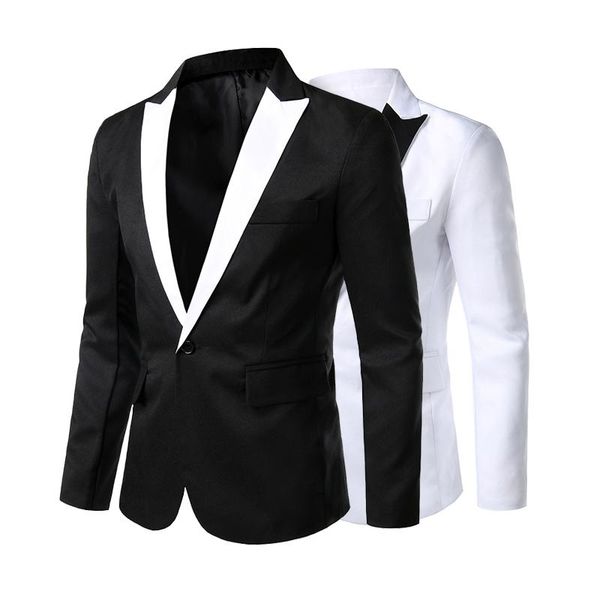 men's suits & blazers men fashion long sleeve slim fit jacket blazer costume dress gentleman coat, White;black
men's suits & blazers men fashion long sleeve slim fit jacket blazer costume dress gentleman coat, White;black