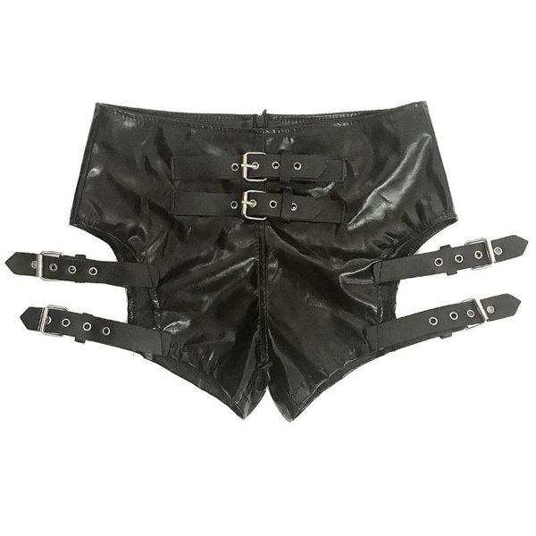 women's shorts women black bandage patent leather elastic performance clothes nightclub dance, White;black
women's shorts women black bandage patent leather elastic performance clothes nightclub dance, White;black