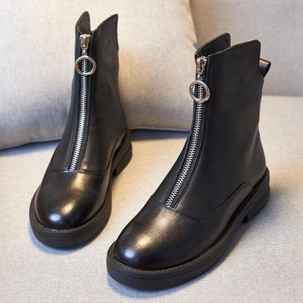 boots genuine leather front zipper women' ankle 2021 fashion british style women autumn platform ladies shoes kl584, Black
boots genuine leather front zipper women' ankle 2021 fashion british style women autumn platform ladies shoes kl584, Black