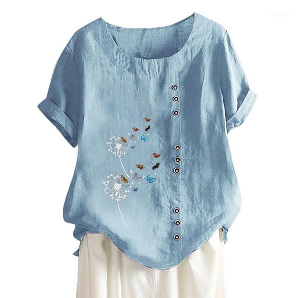 women's blouses & shirts vintage printed blouse 2021 elegant butterfly dandelion print shirt summer button cotton blusa female short sl, White
women's blouses & shirts vintage printed blouse 2021 elegant butterfly dandelion print shirt summer button cotton blusa female short sl, White