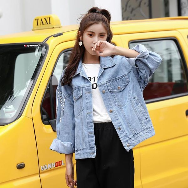 women's jackets sexemara fashion spring the retro loose wild heavy industry beaded diamond sequins denim jacket, Black;brown
women's jackets sexemara fashion spring the retro loose wild heavy industry beaded diamond sequins denim jacket, Black;brown