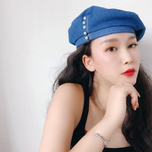 berets fashion patent cowboy beret ladies hats solid color flat hat pearl slouchy bone captain cap women female, Blue;gray
berets fashion patent cowboy beret ladies hats solid color flat hat pearl slouchy bone captain cap women female, Blue;gray