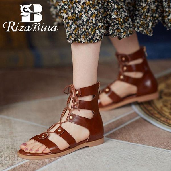 sandals rizabina fashion real leather shoes for women flat heel rivets gladiator summer ladies footwear size 34-40, Black
sandals rizabina fashion real leather shoes for women flat heel rivets gladiator summer ladies footwear size 34-40, Black