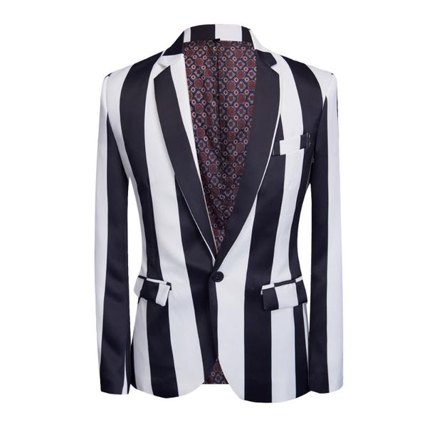 men's suits & blazers tide party men casual blazer printblack and white stripes pattern design dj club singer costume slim fit suit jac, White;black
men's suits & blazers tide party men casual blazer printblack and white stripes pattern design dj club singer costume slim fit suit jac, White;black