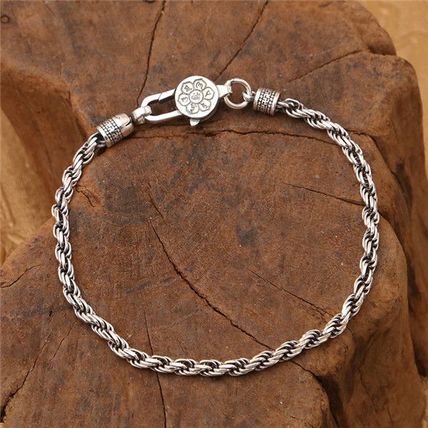 925 sterling silver braided link chain handmade bracelets american european punk style antique designer vintage jewelry accessories gifts, Black
925 sterling silver braided link chain handmade bracelets american european punk style antique designer vintage jewelry accessories gifts, Black