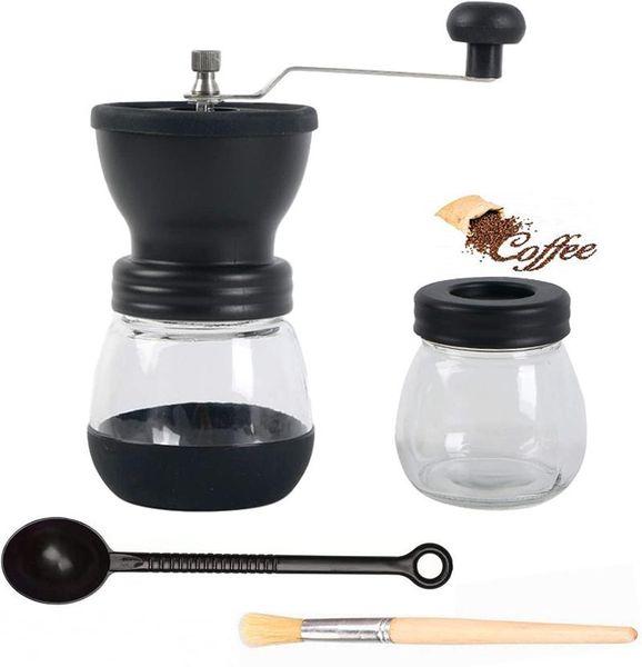 manual coffee grinder hand coffee mill with soft brush and spoon for beans & spices (black and white)
manual coffee grinder hand coffee mill with soft brush and spoon for beans & spices (black and white)