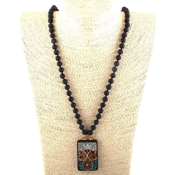 pendant necklaces fashion bohemian tribal jewelry lava stone long knotted square wood women ethnic necklace, Silver
pendant necklaces fashion bohemian tribal jewelry lava stone long knotted square wood women ethnic necklace, Silver