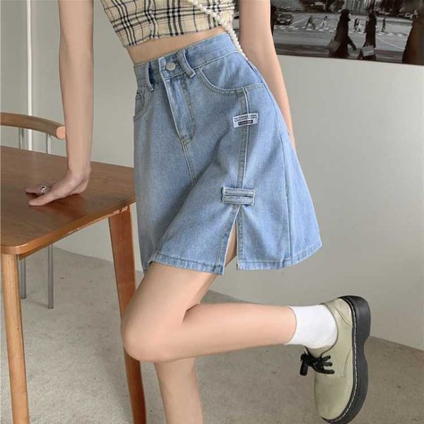 girl spice denim skirt women's summer 2021 korean dign small crowd split high waist a-line short, Black
girl spice denim skirt women's summer 2021 korean dign small crowd split high waist a-line short, Black