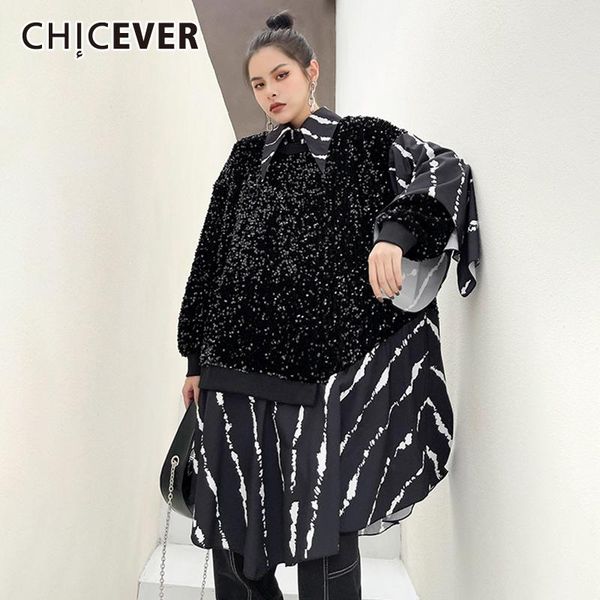 women's blouses & shirts chicever striped fake two shirt for women lapel long sleeve loose patchwork sequins hit color streetwear blous, White
women's blouses & shirts chicever striped fake two shirt for women lapel long sleeve loose patchwork sequins hit color streetwear blous, White