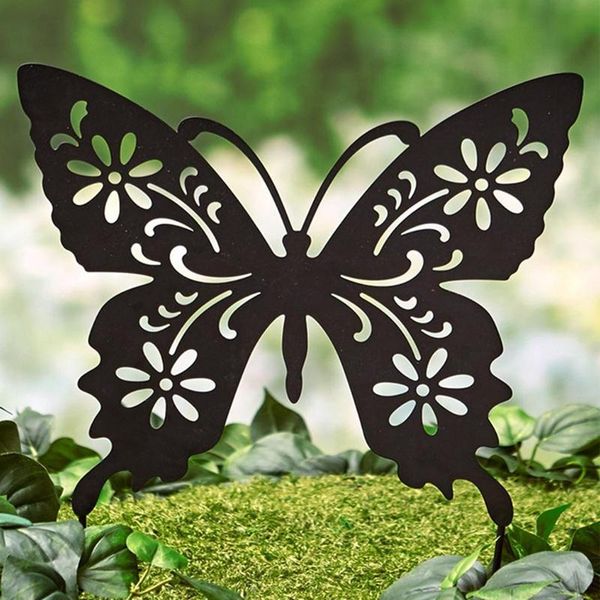 novelty items butterfly silhouette garden stake acrylic black floral cutouts yard art lawn outdoor patio home decor