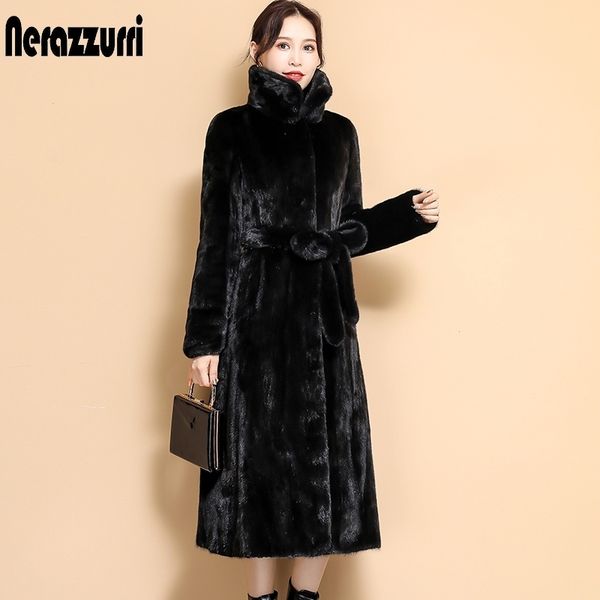 nerazzurri winter long fluffy faux fur coat women long sleeve belt black fake mink fur overcoat plus size fashion 210222
nerazzurri winter long fluffy faux fur coat women long sleeve belt black fake mink fur overcoat plus size fashion 210222