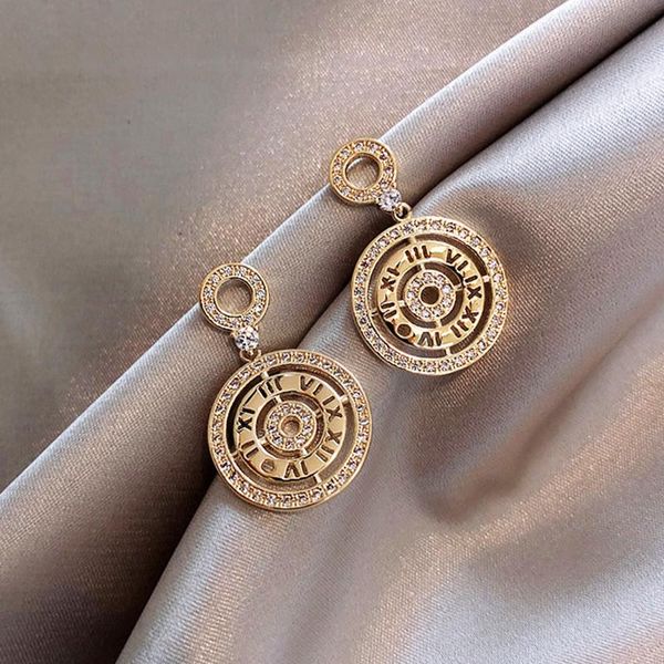 dangle & chandelier vintage roman numerals round earrings for women designer creativity luxury jewelry quality inlay zircon s925 needle, Silver
dangle & chandelier vintage roman numerals round earrings for women designer creativity luxury jewelry quality inlay zircon s925 needle, Silver
