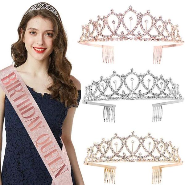hair clips & barrettes 2pcs/set girls birthday decoration women sash and crowns headwear rhinestone tiara set, Golden;silver
hair clips & barrettes 2pcs/set girls birthday decoration women sash and crowns headwear rhinestone tiara set, Golden;silver