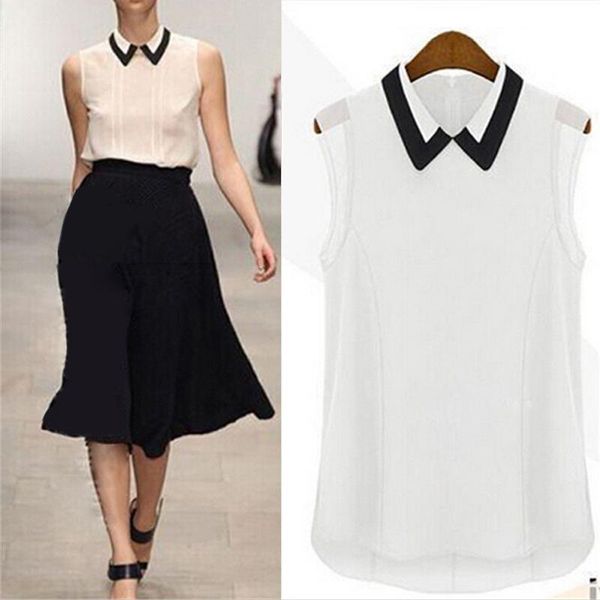 women's blouses & shirts casual summer chiffon women turn down collar loose sleeveless vest pactwork white black office lady blouse
women's blouses & shirts casual summer chiffon women turn down collar loose sleeveless vest pactwork white black office lady blouse