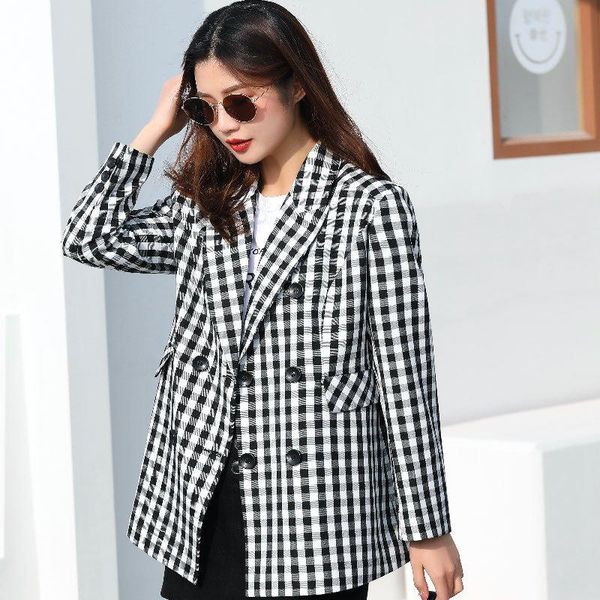 vintage plaid stripe blazer women mid length double breasted commute suit 2021 spring autumn new fashion y2k indie office blazer, White;black
vintage plaid stripe blazer women mid length double breasted commute suit 2021 spring autumn new fashion y2k indie office blazer, White;black