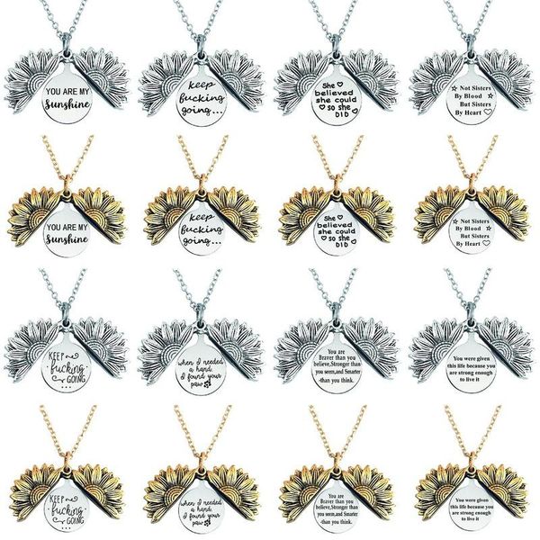 pendant necklaces retro stainless steel sunflower necklace lettering you are my sunshine lover's gift men women jewelry collier homme, Silver
pendant necklaces retro stainless steel sunflower necklace lettering you are my sunshine lover's gift men women jewelry collier homme, Silver
