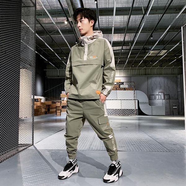 men's tracksuits men sets 2 pcs handsome hooded neckline fashion casual loose cool boy suits multiple color available cargo style, Gray
men's tracksuits men sets 2 pcs handsome hooded neckline fashion casual loose cool boy suits multiple color available cargo style, Gray