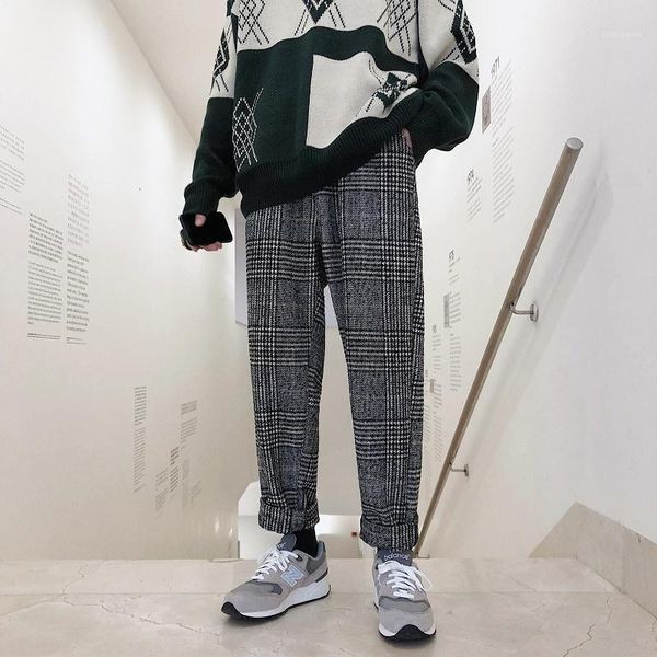 men's pants worsted leisure woollen lattice printing cotton casual slim fit trousers active elastic hip hop sweatpants, Black
men's pants worsted leisure woollen lattice printing cotton casual slim fit trousers active elastic hip hop sweatpants, Black