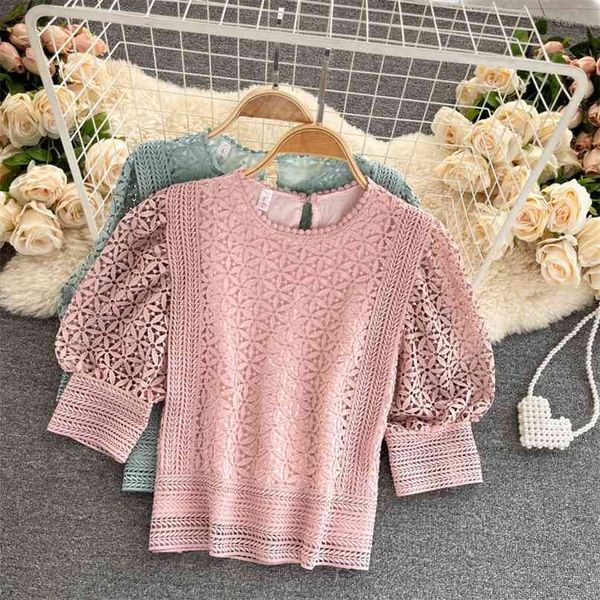 women fashion short sleeve blouse hollow lace slim solid color shirts blusa mujer clothes s096 210527, White
women fashion short sleeve blouse hollow lace slim solid color shirts blusa mujer clothes s096 210527, White