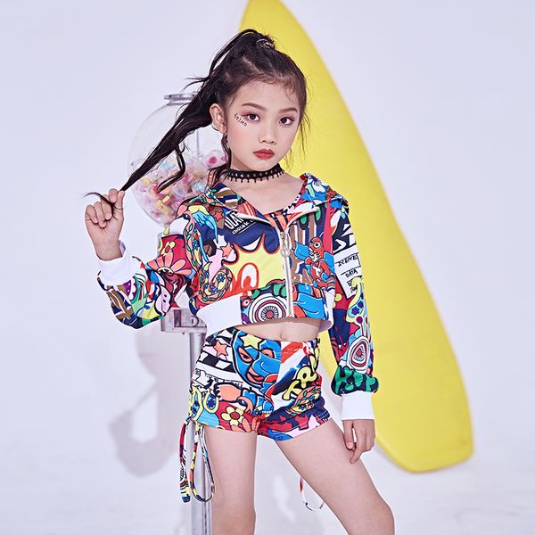 hip hop dance costume girls printing outfit vest shorts jacket kids jazz costumes street dance clothing stage dress dqi334, Black;red
hip hop dance costume girls printing outfit vest shorts jacket kids jazz costumes street dance clothing stage dress dqi334, Black;red