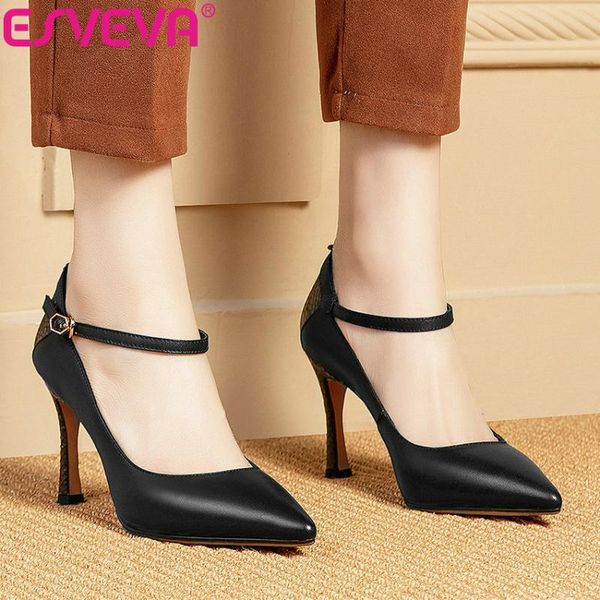 dress shoes esveva 2021 women pumps buckle sandals spring autumn western style pointed toe thin high heel size 34-39, Black
dress shoes esveva 2021 women pumps buckle sandals spring autumn western style pointed toe thin high heel size 34-39, Black