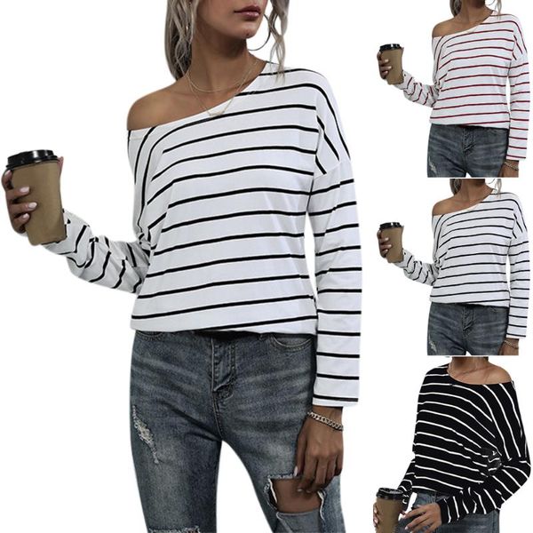 women's t-shirt womens striped printed fashion streetwear ladies long sleeve tshirt female basic loose plus size, White
women's t-shirt womens striped printed fashion streetwear ladies long sleeve tshirt female basic loose plus size, White