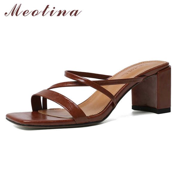 meotina women shoes narrow band real leather high heel slippers square toe thick high heels slides ladies sandals summer beige 210608, Black
meotina women shoes narrow band real leather high heel slippers square toe thick high heels slides ladies sandals summer beige 210608, Black