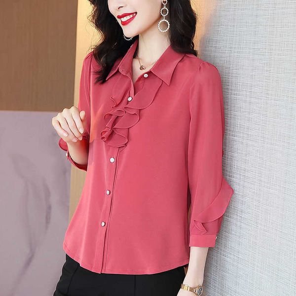 women spring summer style blouses shirts lady casual turn-down collar three quartz sleeve loose blusas df4031 210609, White
women spring summer style blouses shirts lady casual turn-down collar three quartz sleeve loose blusas df4031 210609, White