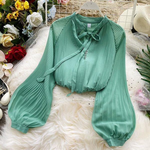 women's blouses & shirts 2021 spring women summer blouse korean long lantern sleeve high street bow solid casual vintage s76, White
women's blouses & shirts 2021 spring women summer blouse korean long lantern sleeve high street bow solid casual vintage s76, White