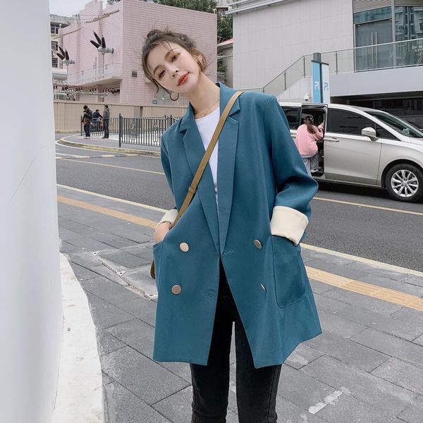 women's suits & blazers women 2022 solid oversized ladies coats spring autumn elegant double-breasted loose vintage blazer female suit, White;black
women's suits & blazers women 2022 solid oversized ladies coats spring autumn elegant double-breasted loose vintage blazer female suit, White;black