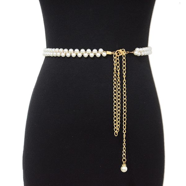 new women's fashion pearl waist chain casual versatile pearl string seam metal elegant decorative thin belt, Black;brown
new women's fashion pearl waist chain casual versatile pearl string seam metal elegant decorative thin belt, Black;brown