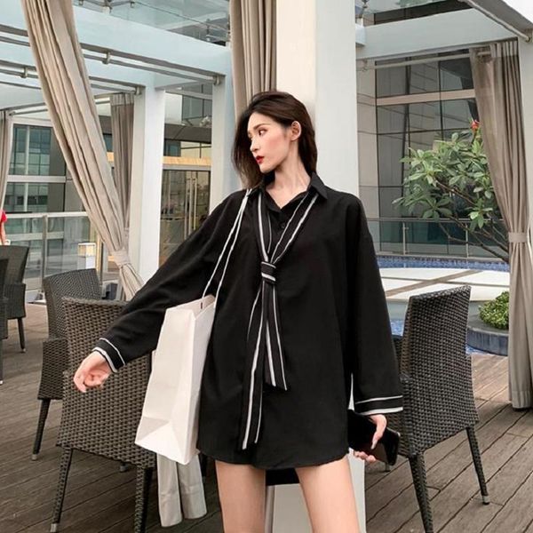 women's blouses & shirts minimalist style nine quarter sleeve women tunic shirt blouse tie button oversize ladies long 2021 summer fema, White
women's blouses & shirts minimalist style nine quarter sleeve women tunic shirt blouse tie button oversize ladies long 2021 summer fema, White