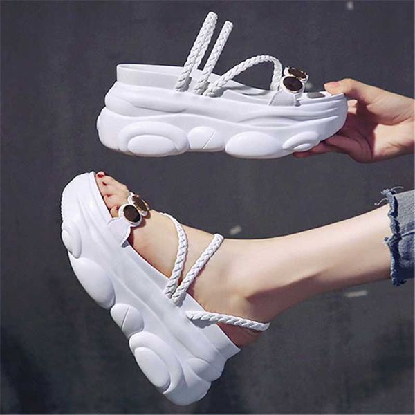 summer new women white thick bottom open toe slippers 10cm wedges high heels outside soft and comfortable platform sandals, Black
summer new women white thick bottom open toe slippers 10cm wedges high heels outside soft and comfortable platform sandals, Black