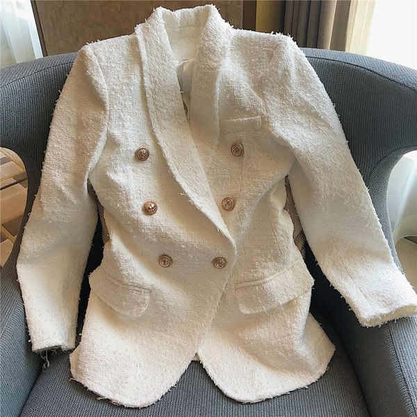 vintage white women's tweed blazer designer double metal buttons women suits and blazers 82602, White;black
vintage white women's tweed blazer designer double metal buttons women suits and blazers 82602, White;black
