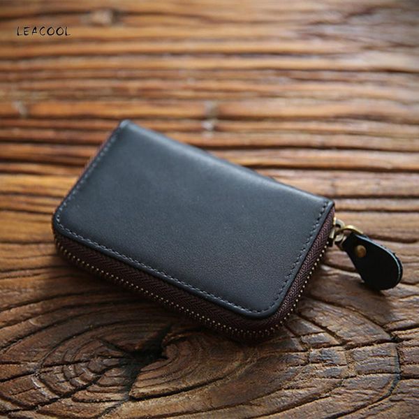 card holders genuine split leather men women holder solid zipper accordion business bag id wallet, Brown;gray
card holders genuine split leather men women holder solid zipper accordion business bag id wallet, Brown;gray